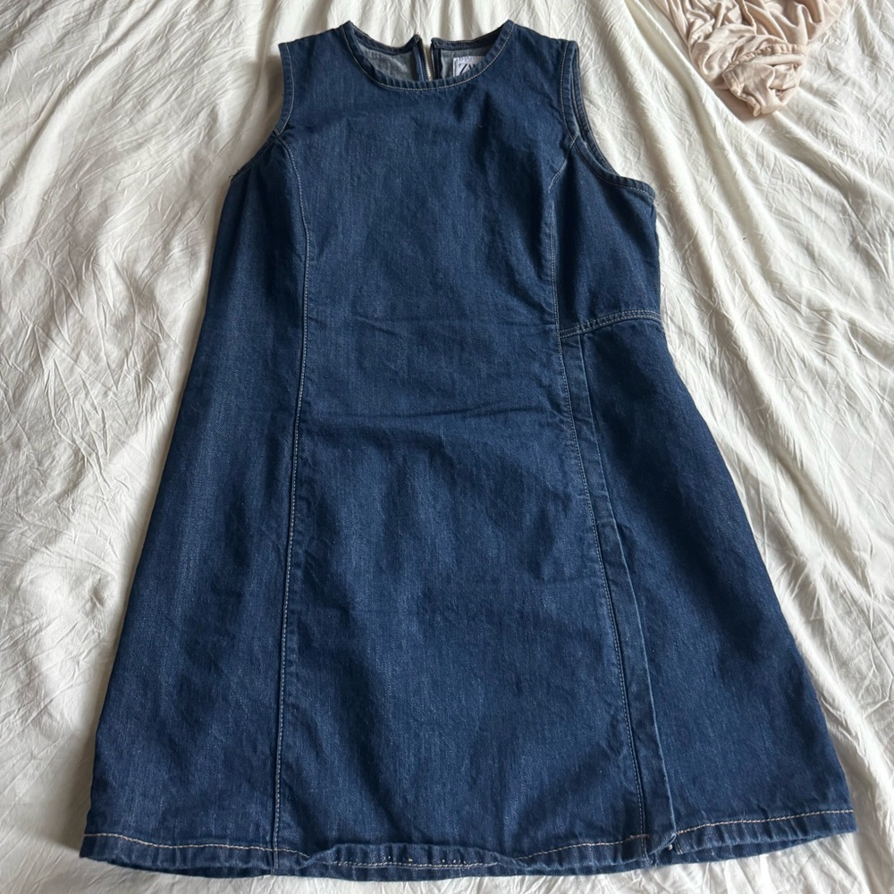 Zara Zipback A-Line Denim Dress